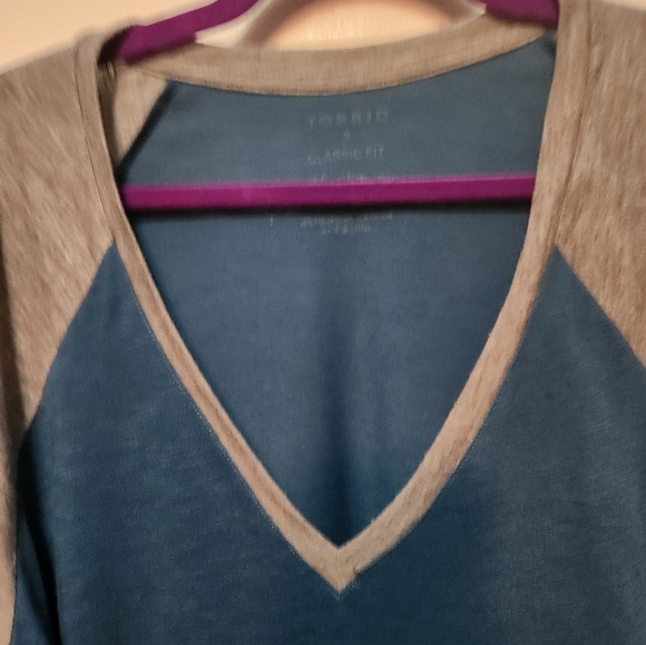 Torrid SZ 2 Teal and Gray Long Sleeved T-Shirt - Picture 3 of 5
